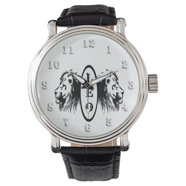 Leo Lion Bookended Zodiac Armbanduhr (Vorderseite)