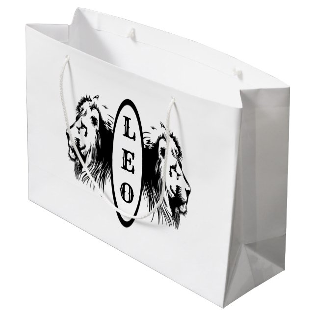 Leo Lion Bookended Zodiac Große Geschenktüte (Rückseite Schrägansicht)