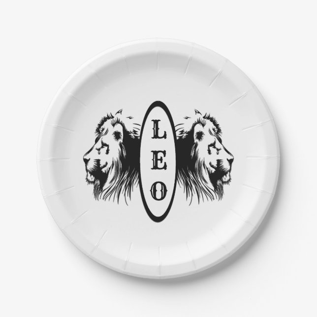 Leo Lion Bookended Zodiac Pappteller (Vorderseite)