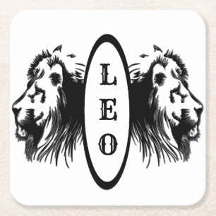 Leo Lion Bookended Zodiac Rechteckiger Pappuntersetzer