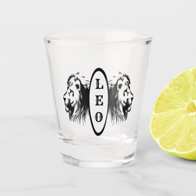 Leo Lion Bookended Zodiac Schnapsglas (Vorderseite)