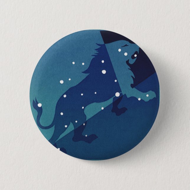Leo Lion Constellation Vintag Zodiac Astrologie Button (Vorderseite)
