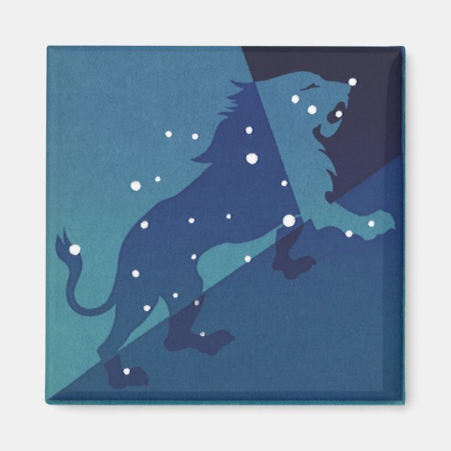 Leo Lion Constellation Vintag Zodiac Astrologie Magnet (Vorne)
