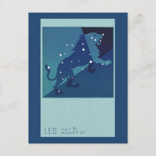 Leo Lion Constellation Vintag Zodiac Astrologie Postkarte