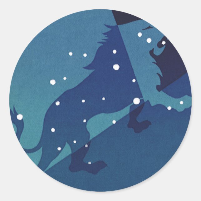 Leo Lion Constellation Vintag Zodiac Astrologie Runder Aufkleber (Vorderseite)