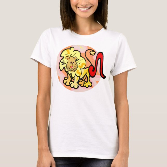 Leo Lion im Stil der 70er Jahre mit Symbol T-Shirt (Vorderseite)