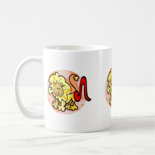 Leo Lion im Stil der 70er Jahre mit Symbol Tasse