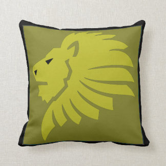 Leo Lion Pillow in Gold und Schwarz Kissen