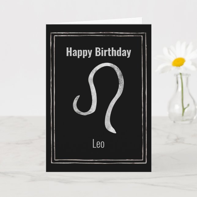 Leo Lion silberne Astrologie zodiac Happy Birthday Karte (Kleine Pflanze)
