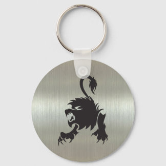Leo Lion Silhouette über Metallic Effect Schlüsselanhänger