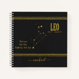 Leo Lion Star Zodiac Sign Notebook Notizbuch