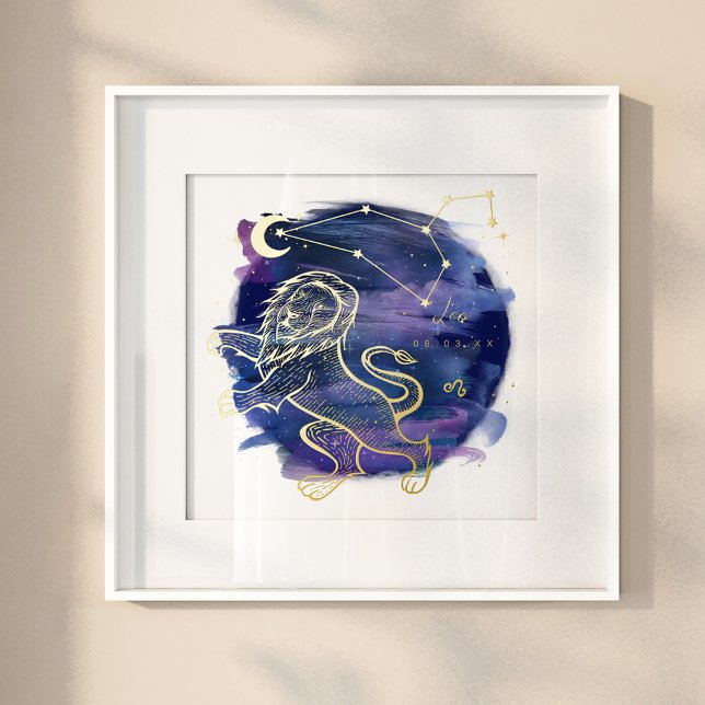 Leo Lion Zeichen des Zodiac Custom Geburtsdatum Foliendrucke (Von Creator hochgeladen)