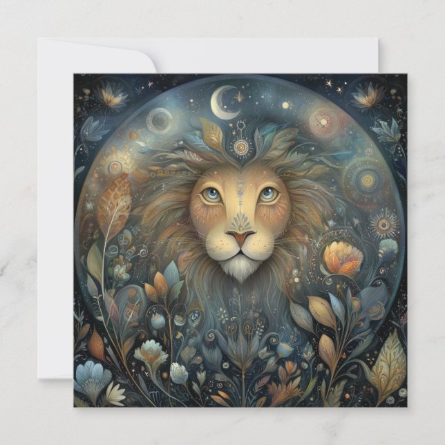 Leo Lion Zodiac Astrology Mystical Birthday Karte (Vorderseite)