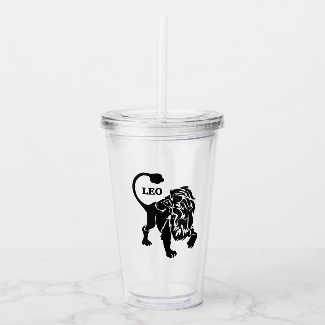 Leo Lion Zodiac Black Acryltrinkbecher (Vorderseite)