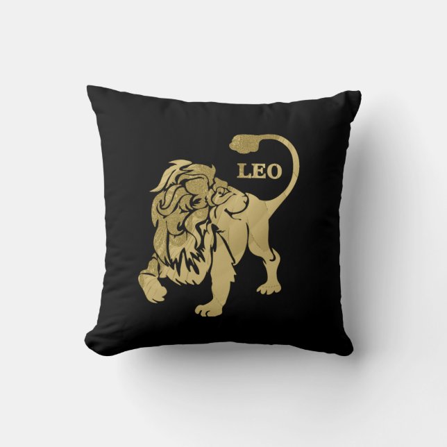 Leo Lion Zodiac Black Kissen (Vorderseite)