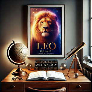 Leo Lion Zodiac Celestial Poster