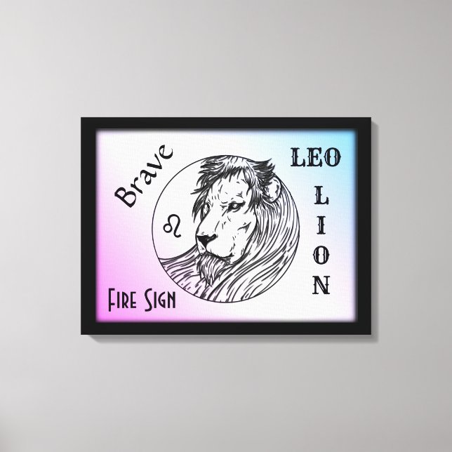 Leo Lion Zodiac Gerahmt Leinwanddruck (Vorderseite)