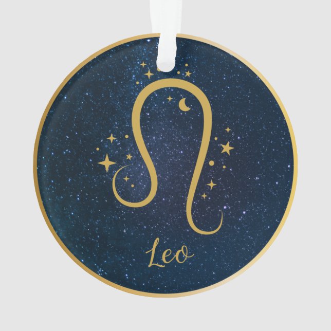 Leo Lion zodiac goldene Sterne Himmel personalisie Ornament (Rückseite)