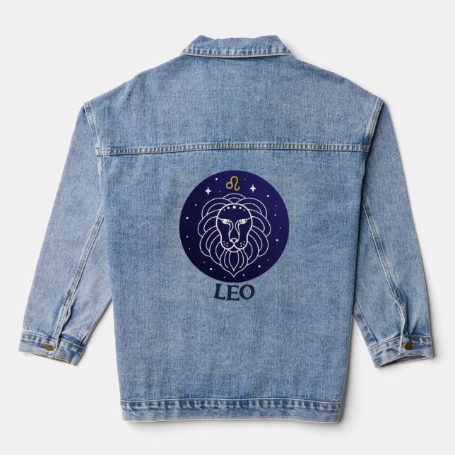 Leo Lion Zodiac Sign Design Denim Jacket Jeansjacke (Rückseite)