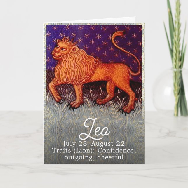 Leo Lion Zodiac Sign Horoscope Birthday Party Karte (Vorderseite)