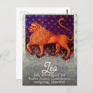 Leo Lion Zodiac Sign Horoscope Birthday Party Postkarte