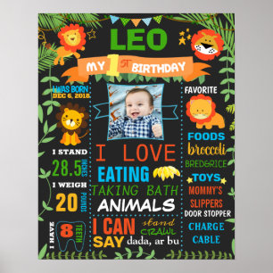 Leo Lions Jungle animal Wild Birthday Party Poster