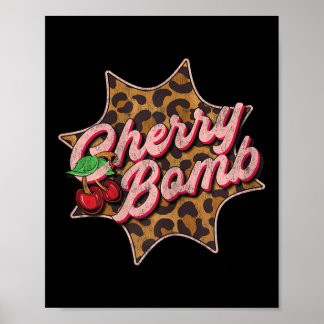 Leo Look Vintag Retro Cherry Bomb Tattoo Rockabil Poster
