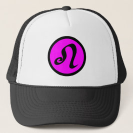 Leo Magenta Black Circle Wappen Truckerkappe