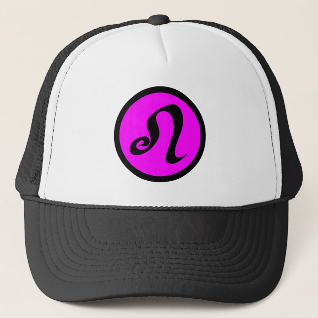 Leo Magenta Black Circle Wappen Truckerkappe (Vorderseite)
