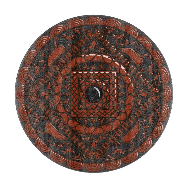 Leo Mandala Glass Cutting Board Schneidebrett (Vorderseite)