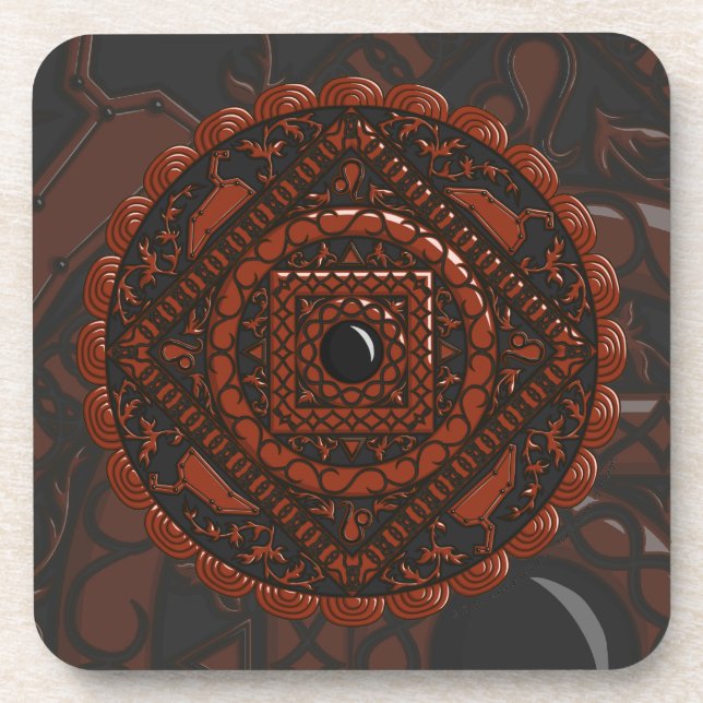 Leo Mandala Square Untersetzer (Vorderseite)