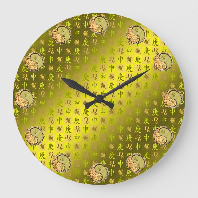 Leo & Metal Monkey Große Wanduhr (Vorderseite)