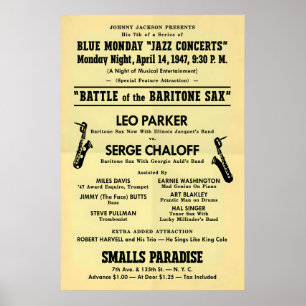 Leo Parker - Serge Chaloff Jazzplakat - Smalls Poster