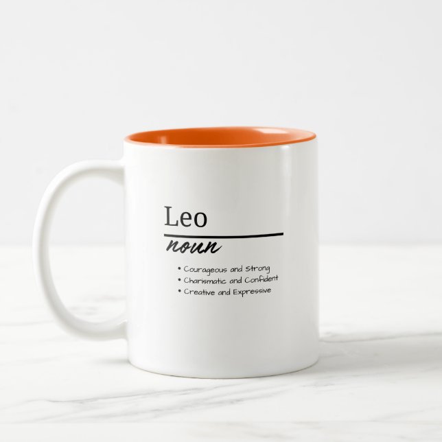 Leo, personalisierte Bezeichnung für Jungen Zweifarbige Tasse (Links)