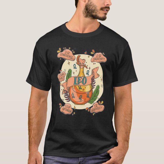 Leo-Potion mit Zutaten Magische Astrologie T-Shirt (Vorderseite)
