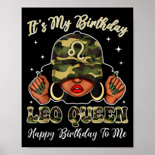 Leo Queen Black Woman mit Cap Camouflage Es ist me Poster
