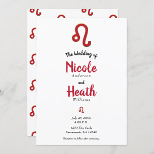 LEO Red Zodiac Astrologie Juli August Hochzeit Einladung