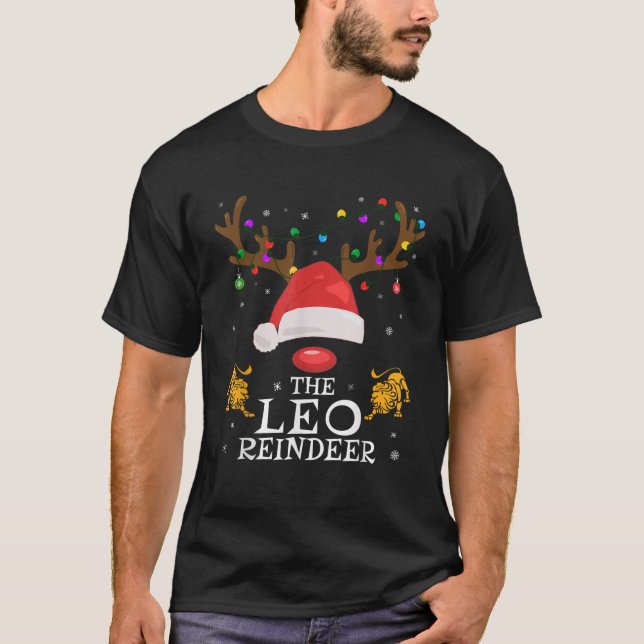 Leo Reindeer Astrology Horoscope Christmas Zodiac  T-Shirt (Vorderseite)