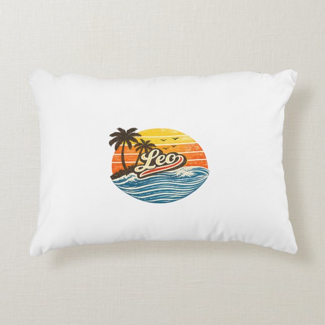 Leo Retro Sunset Name Design Dekokissen (Vorderseite)