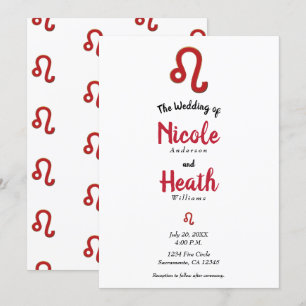 LEO Rotes Zodiak Sternzeichen Hochzeit Juli August Einladung