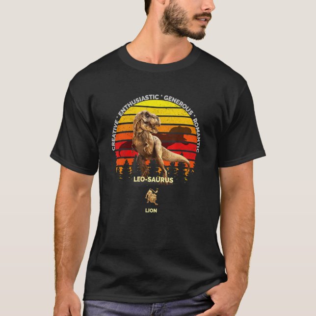 Leo Saurus Zodiac Leo Jul 23 Aug 22 Lion Dinosaur T-Shirt (Vorderseite)