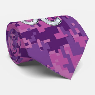 Leo Sign auf Girly Pink Fuchsia Digitale Camouflag Krawatte