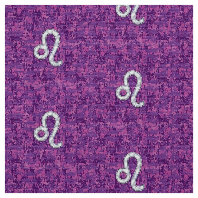 Leo Sign auf Girly Pink Fuchsia Digitale Camouflag Stoff (Muster)