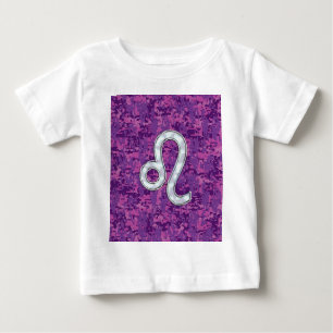 Leo Sign auf Pink Fuchsia Digital Camouflage Baby T-shirt