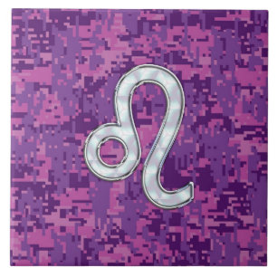 Leo Sign auf Pink Fuchsia Digital Camouflage Fliese