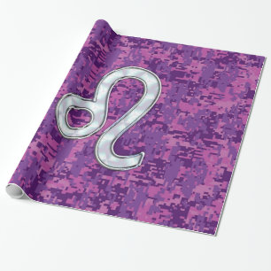 Leo Sign auf Pink Fuchsia Digital Camouflage Geschenkpapier