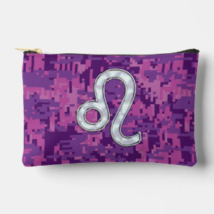 Leo Sign auf Pink Fuchsia Digital Camouflage Zubehörtasche