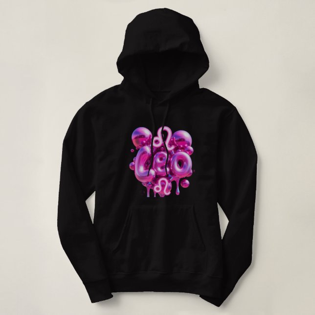 LEO Sign Horoscope Typography Pink Bubble Letters Hoodie (Design vorne)