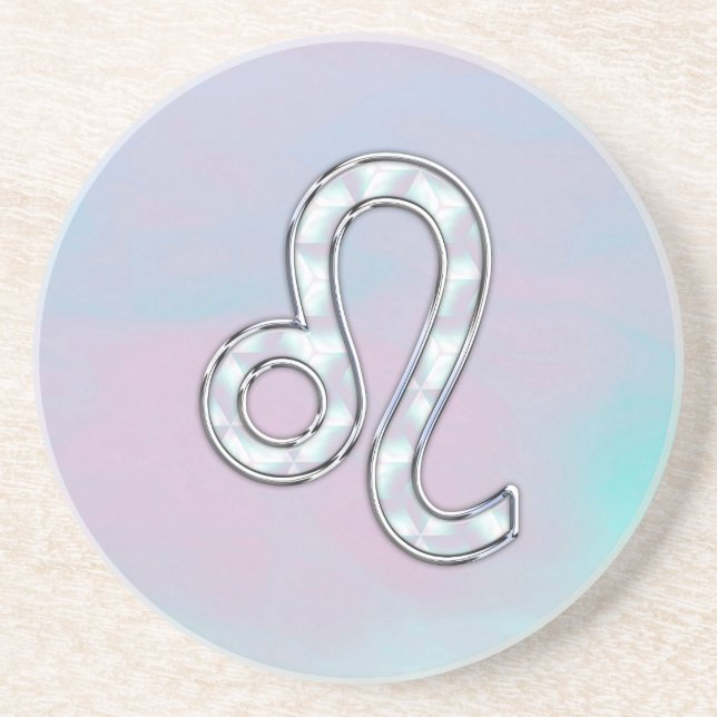 Leo Sign on Pastels Nacre Mutter von Pearl Style Untersetzer (Vorne)