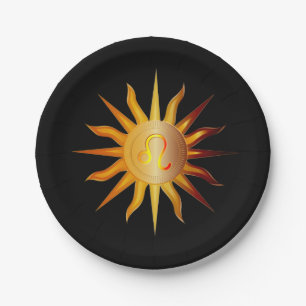 Leo Sonne Feuerzeichen Geburtsmonat Rot & Gold Pappteller